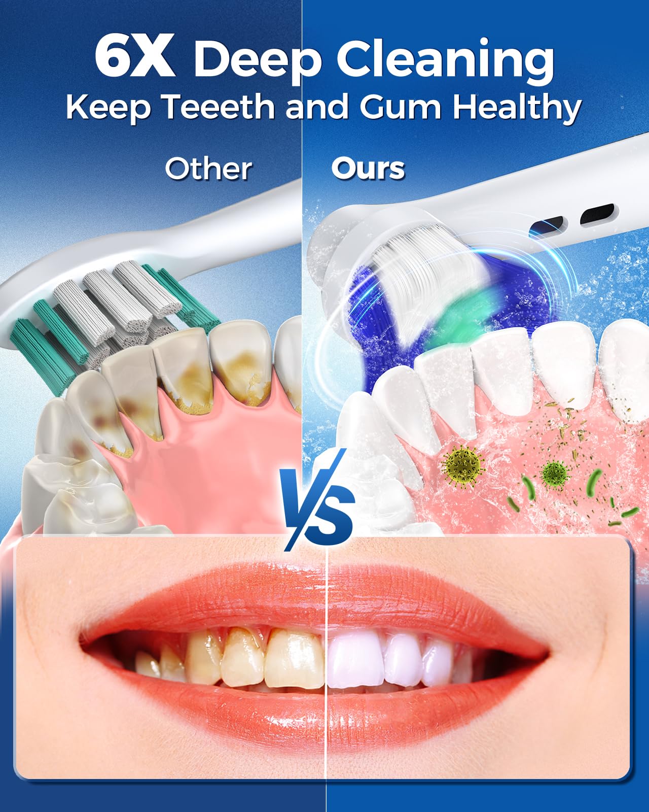 TEETHEORY Rotating Electric Toothbrush for Adults with 8 Brush Heads (2 Types), 4 Modes Deep Clean Electric Toothbrush with Rechargeable Power and 2 Min Smart Timer (6-Green, p1)