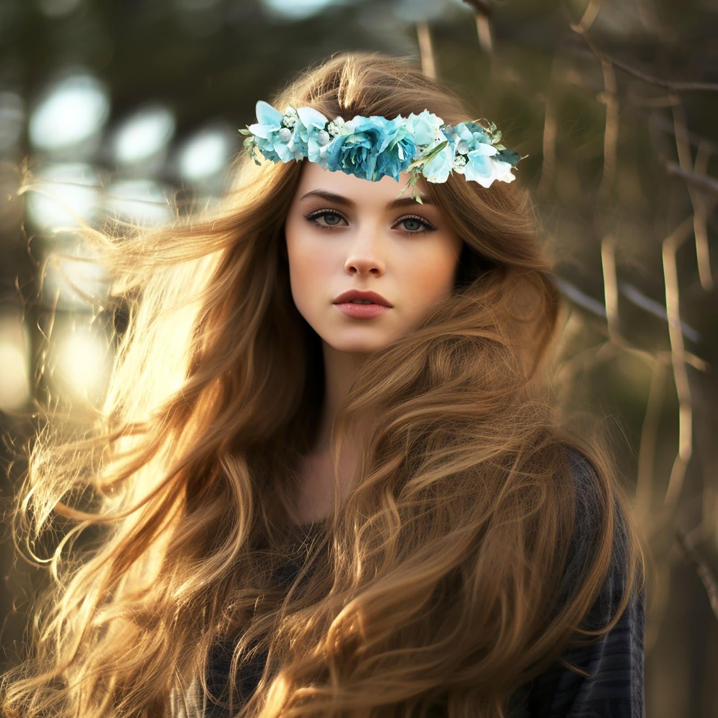 Vivivalue Forest Flower Crown Fairy Floral Headband Elf Headpiece for Women Girls Bridal Photoshoot Wedding Halloween Cosplay Party Renaissance