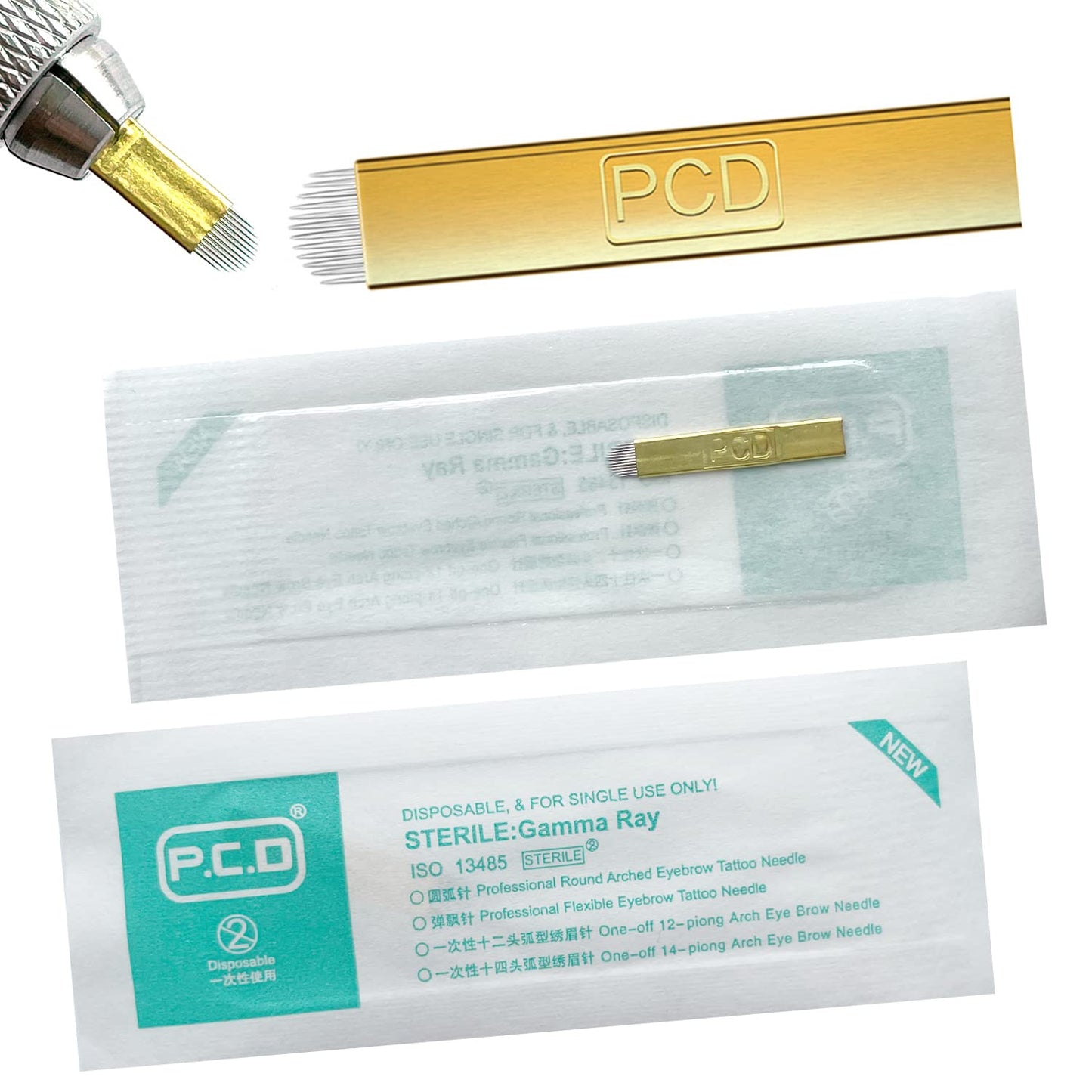 PCD U12 Mircoblading Needles 30Pcs,Permanent Makeup Needle Manual Eyebrow Tattoo Microblade for Single Use Only-12 Pins U Shape