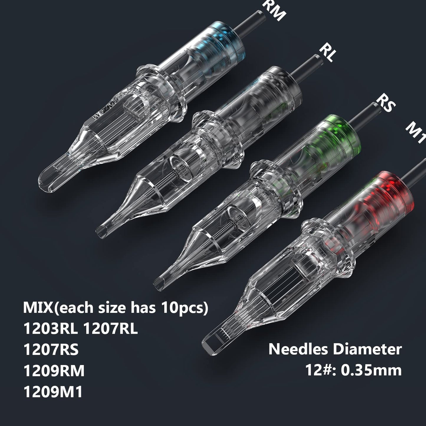 Wormhole Tattoo Cartridge Needles 50pcs Assorted Tattoo Needle Cartridges Mixed 3RL 7RL 7RS 9RM 9M1 Round Liner Shader Magnum Round Magnum Disposable Tattoo Needles Cartridge for Tattoo Artist
