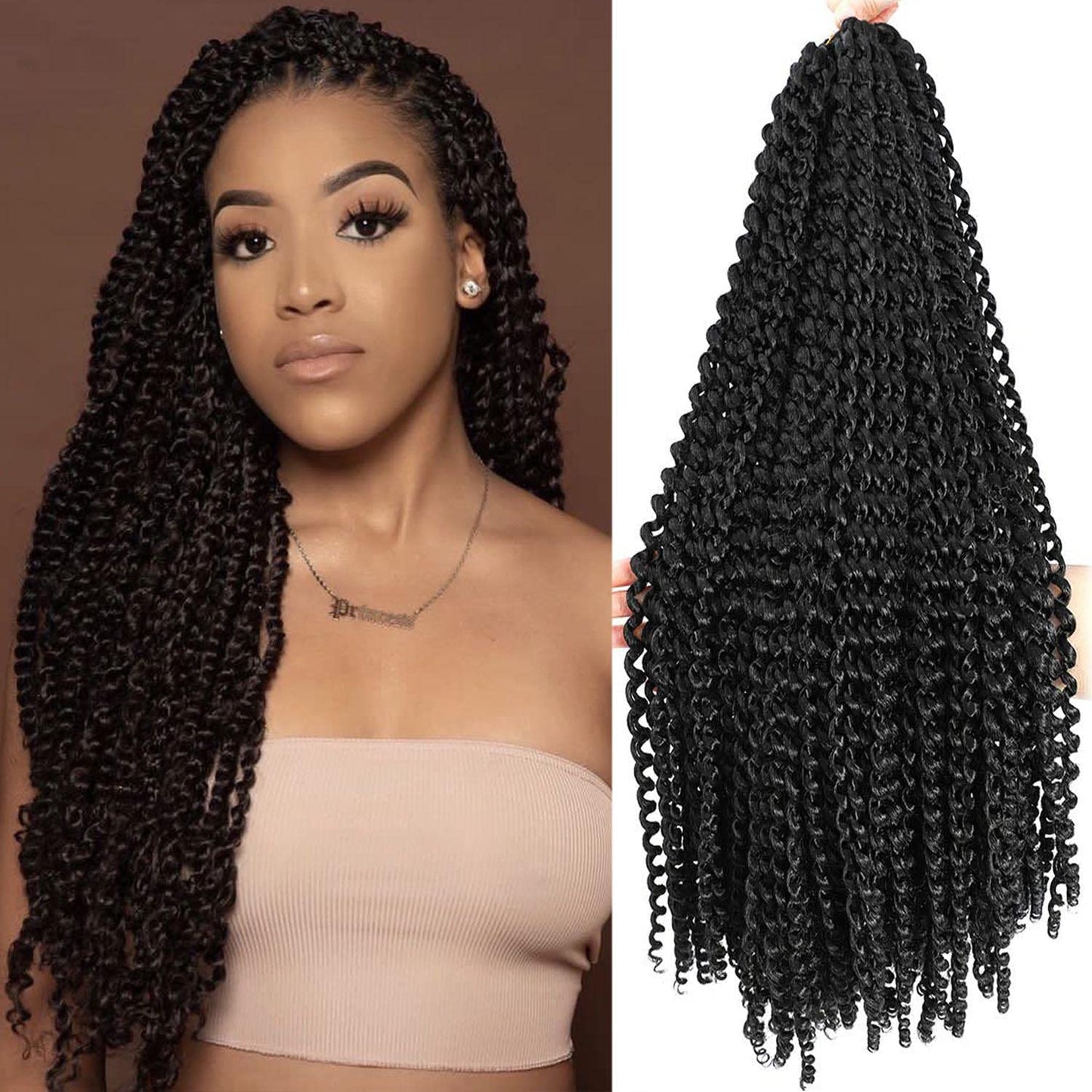 Passion Twist Hair 24 Inch 7 Packs Black Water Wave Crochet Hair for Passion Twists Long Bohemian Braiding Protective Style Hair Extensions, Tangle Free, No odor, Skin Friendly (24 Inch 7 Packs,1B#)