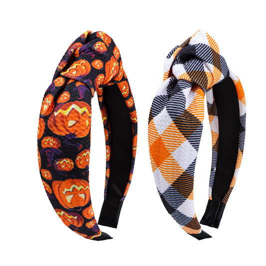 YanJie Pumpkin Hair Accessories: Wide Knotted Headband, Halloween Gifts for Women