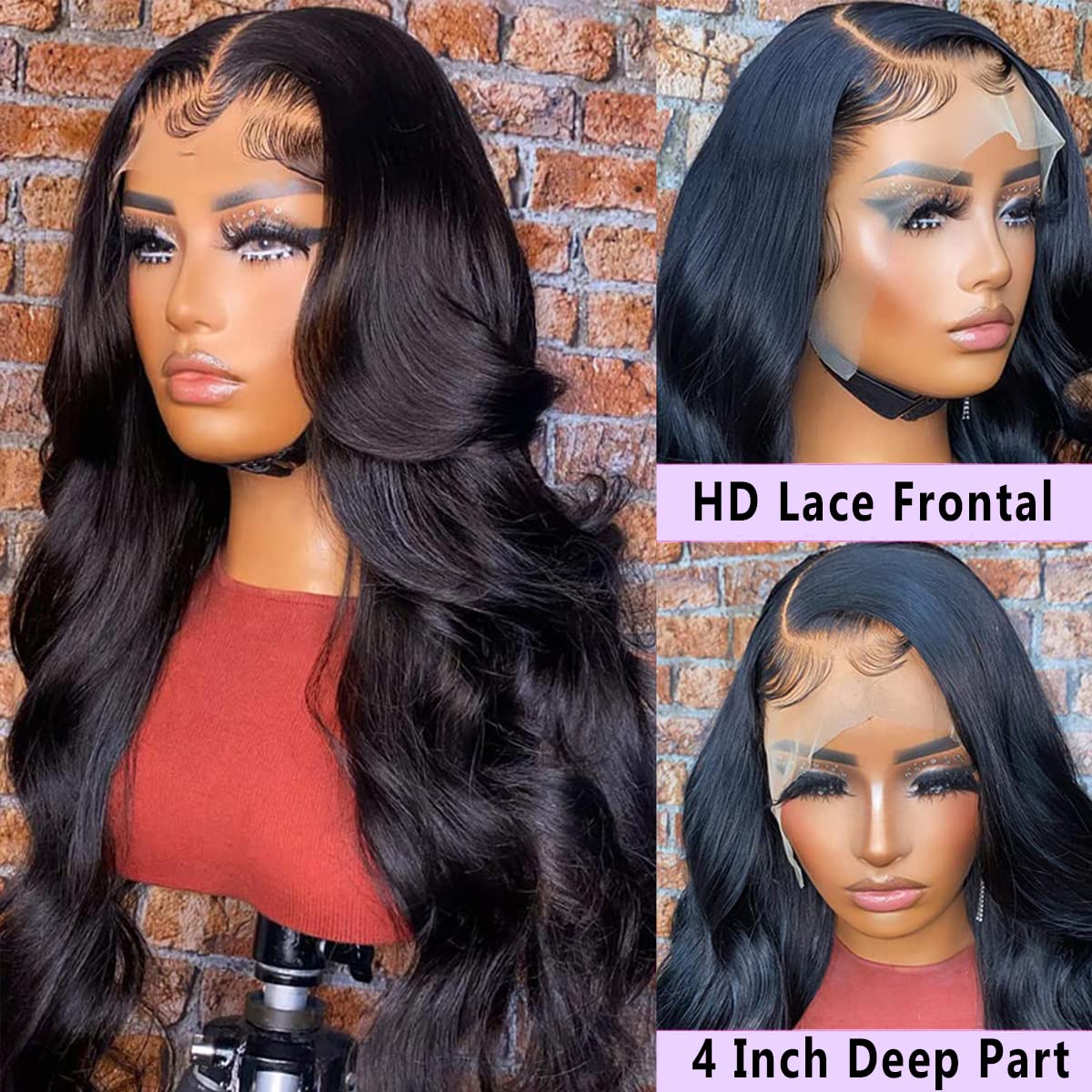 SUNKASA 18 Inch Lace Front Wig Human Hair Body Wave Wigs for Black Women HD 13x4 Lace Frontal Glueless Wigs Human Hair Pre Plucked With Baby Hair Natural Color