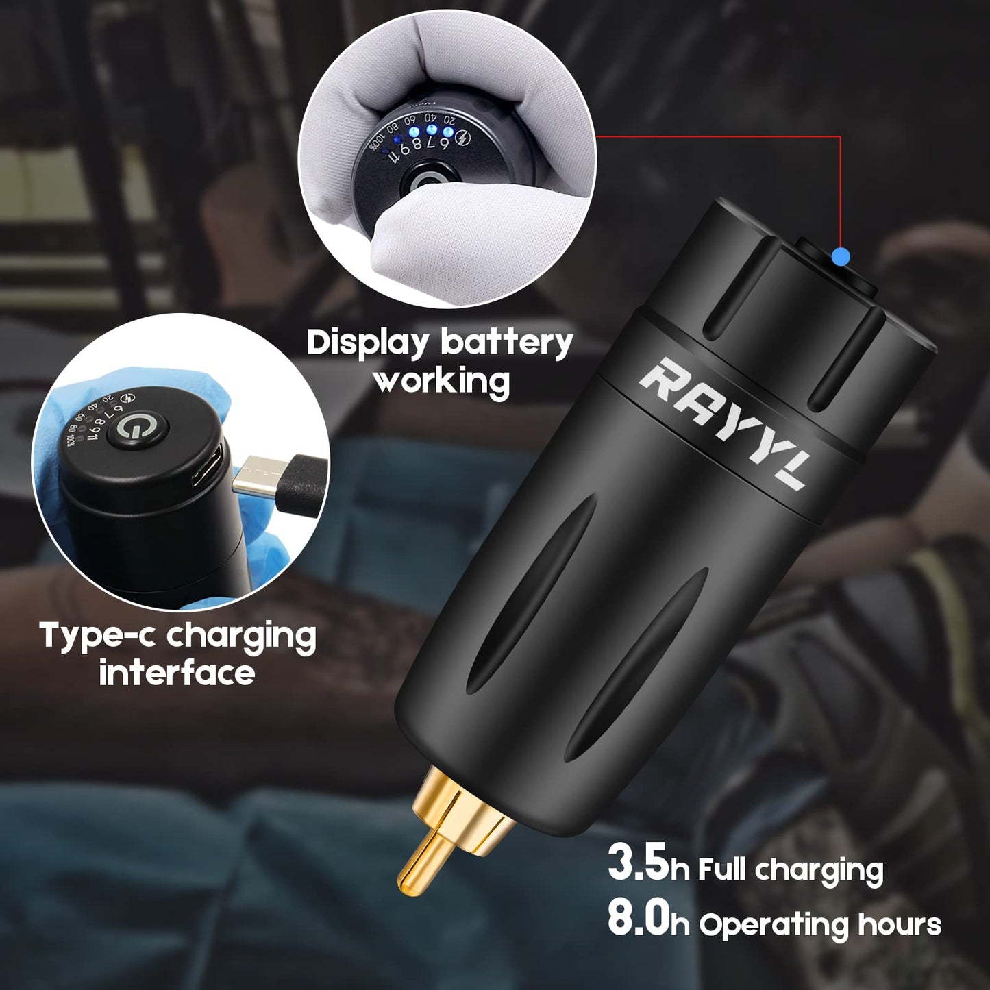 Rayyl Professional Machine Kit - CELEX Rotary Machine 2PCS Tattoo Power 40PCS Needles for Beginners & Experienced Artist