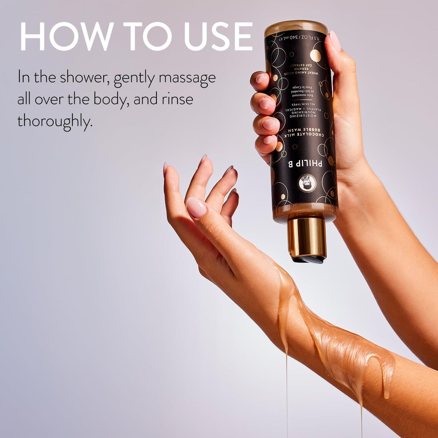 PHILIP B Chocolate Milk Bubble Wash 11.5 Fl Oz (340mL) - Moisturizing & Nourishing, Formulated With Wheat Amino Acids, Keratin & Oat Extract, for All Skin Types