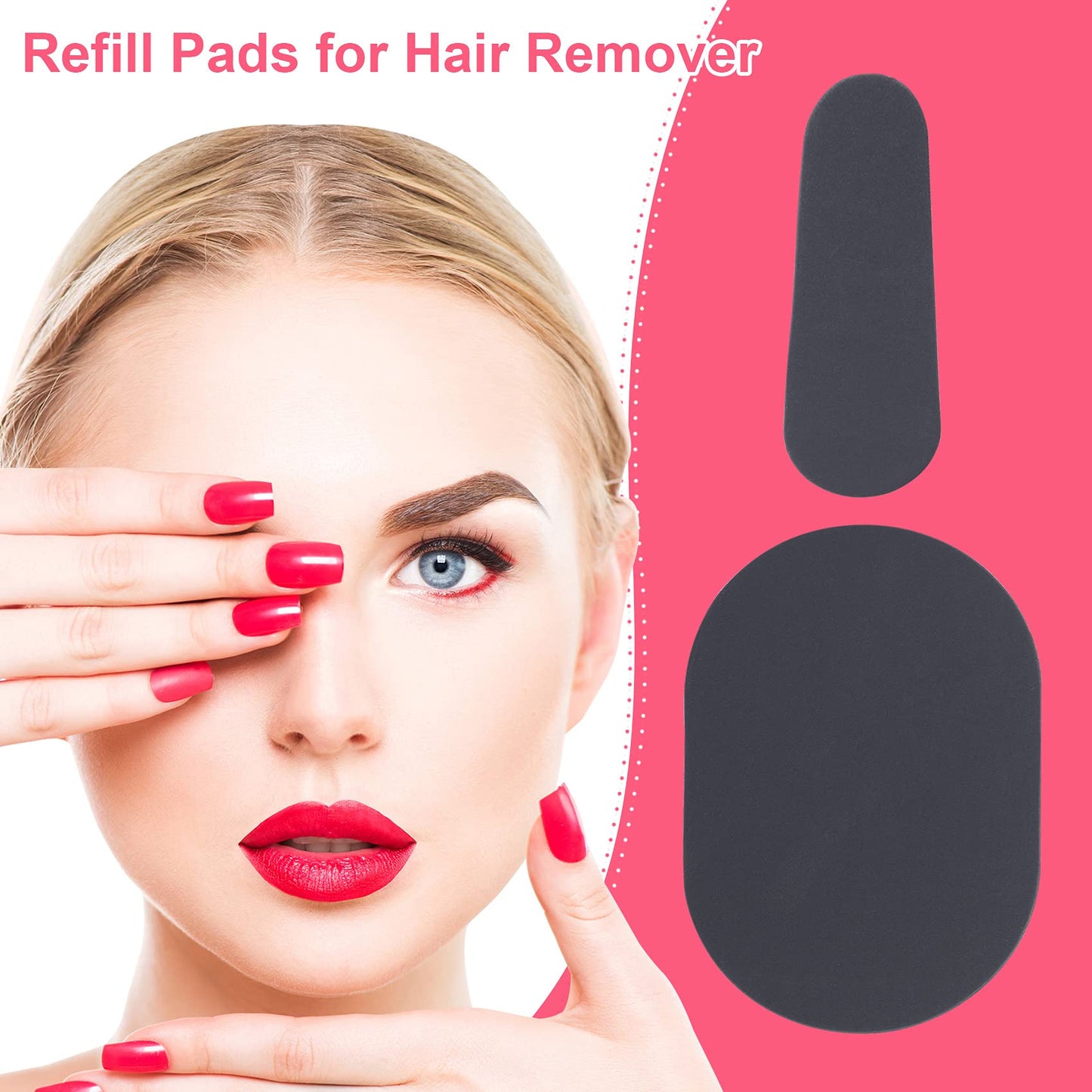 PAGOW Hair Remover Refill Pads, 100pcs Smooth Away Replacement Pads for Leg, Bikini, Facial, Armpit Depilation Tool (50 pcs/size, 2 Different Sizes)