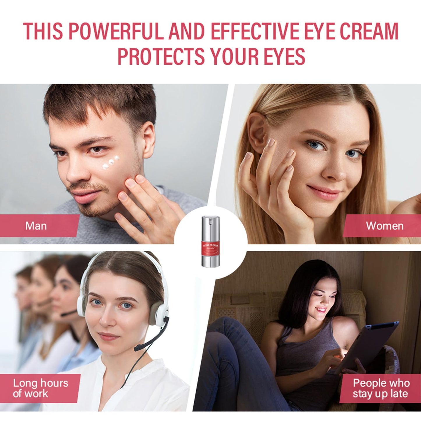 paminify Retinol Eye Cream for Dark Circles and Puffiness, Anti Aging Under Eye Cream Reduce Wrinkles Fine Lines, with Collagen and Hyaluronic Acid,Smooth and Hydrate,Suitable for Sensitive Skin