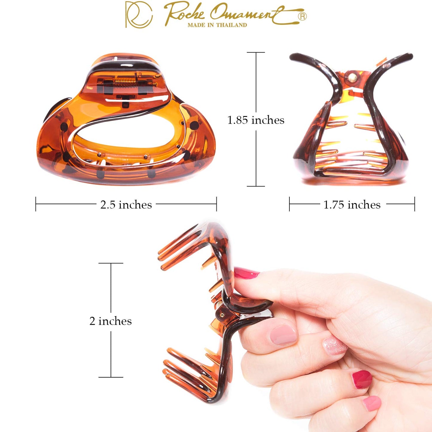 RC ROCHE ORNAMENT 6 Pcs Womens Firm Interlocking Claw Beautiful Tousled Half Up Bun Maker Girls Beauty Accessory Cute Styling French Tortoise Shell Plastic Hair Clips, Medium Brown