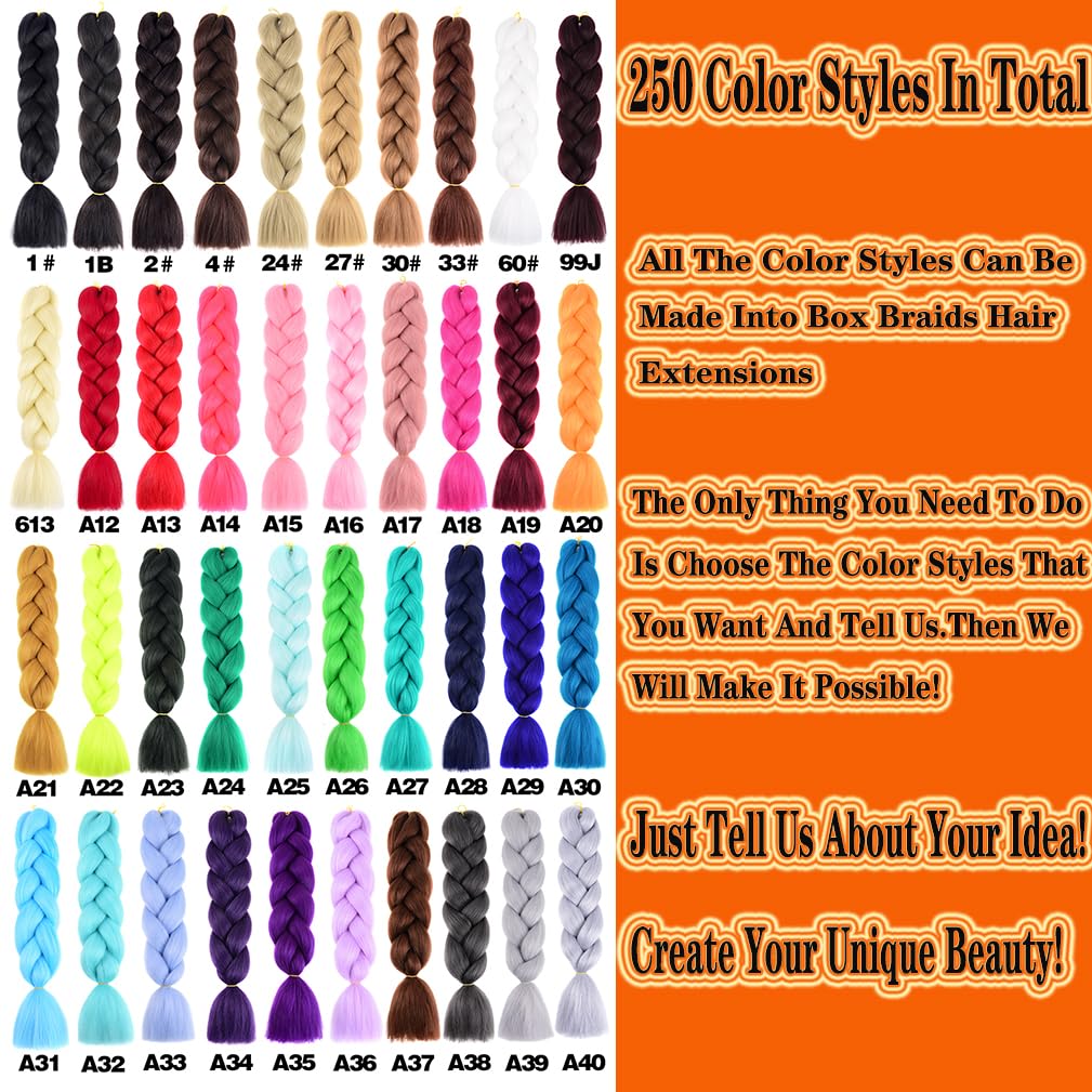 Box Braids Crochet Hair 24 Inch Prelooped Crochet Hair Extensions Hand Made 3 Packs Twist Crothet Braids Hair for Girls and Women Braiding Hair Extensions 22 Strands/Pack (Black-Purple Red-Blue)