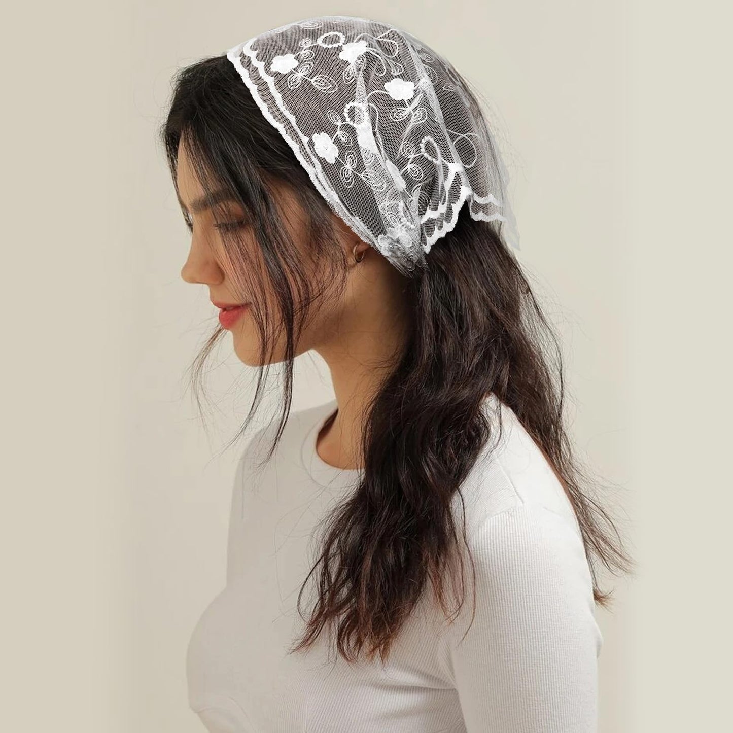 WELROG 3 PCS Hair Scarf, Hair Bandanas Chiffon Head Kerchief, Vintage Knitted Headband for Women, Headwrap for Girls