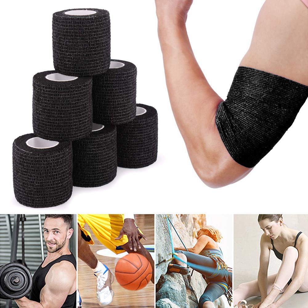 Tattoo Grip Tape Wrap Cover - Autdor 6Pcs 2" x 5 Yards Tattoo Machine Tape Cohesive Elastic Bandage Rolls Self-Adherent Tape for Grip Tube Accessories Sports Tape