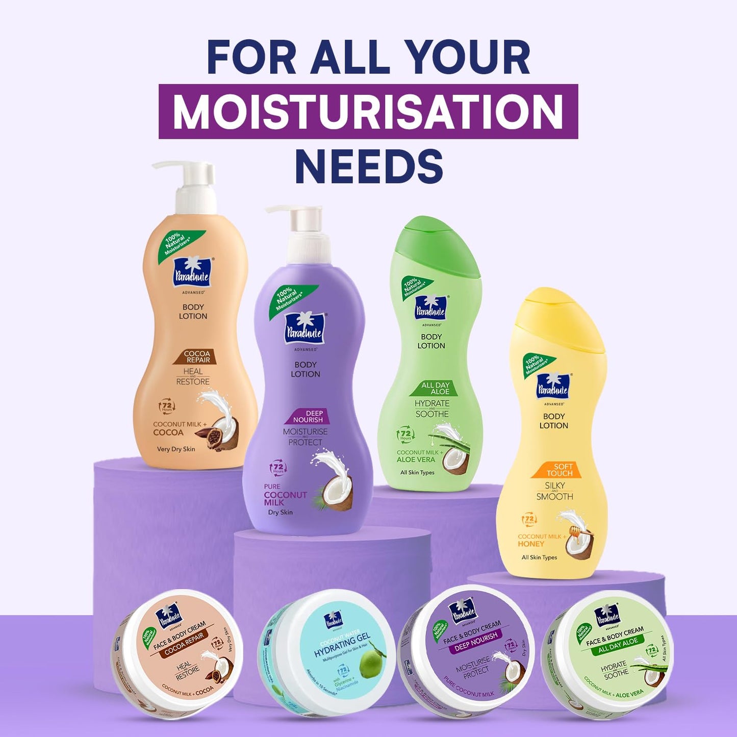 Parachute Advansed Deep Nourish Body Lotion with Pure Coconut Milk| For Women & Men |Restore Dry Skin| 100% Natural, 72h moisturization |13.5 Fl.oz.