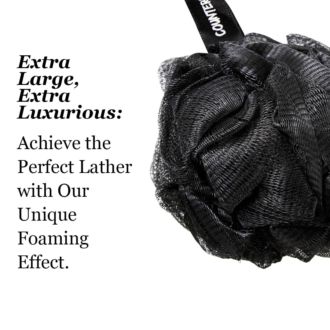 Black Loofah Bath Shower Sponges I (4-Pack) Body Scrubbers for Use In Shower I Bath Sponges for Shower Scrubber for Body I Loofah Exfoliating Body Scrubber Shower Accessories I Body Wash Loofah Sponge