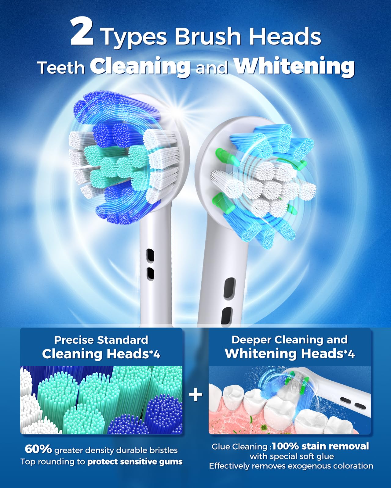 TEETHEORY Rotating Electric Toothbrush for Adults with 8 Brush Heads (2 Types), 4 Modes Deep Clean Electric Toothbrush with Rechargeable Power and 2 Min Smart Timer (6-Green, p1)