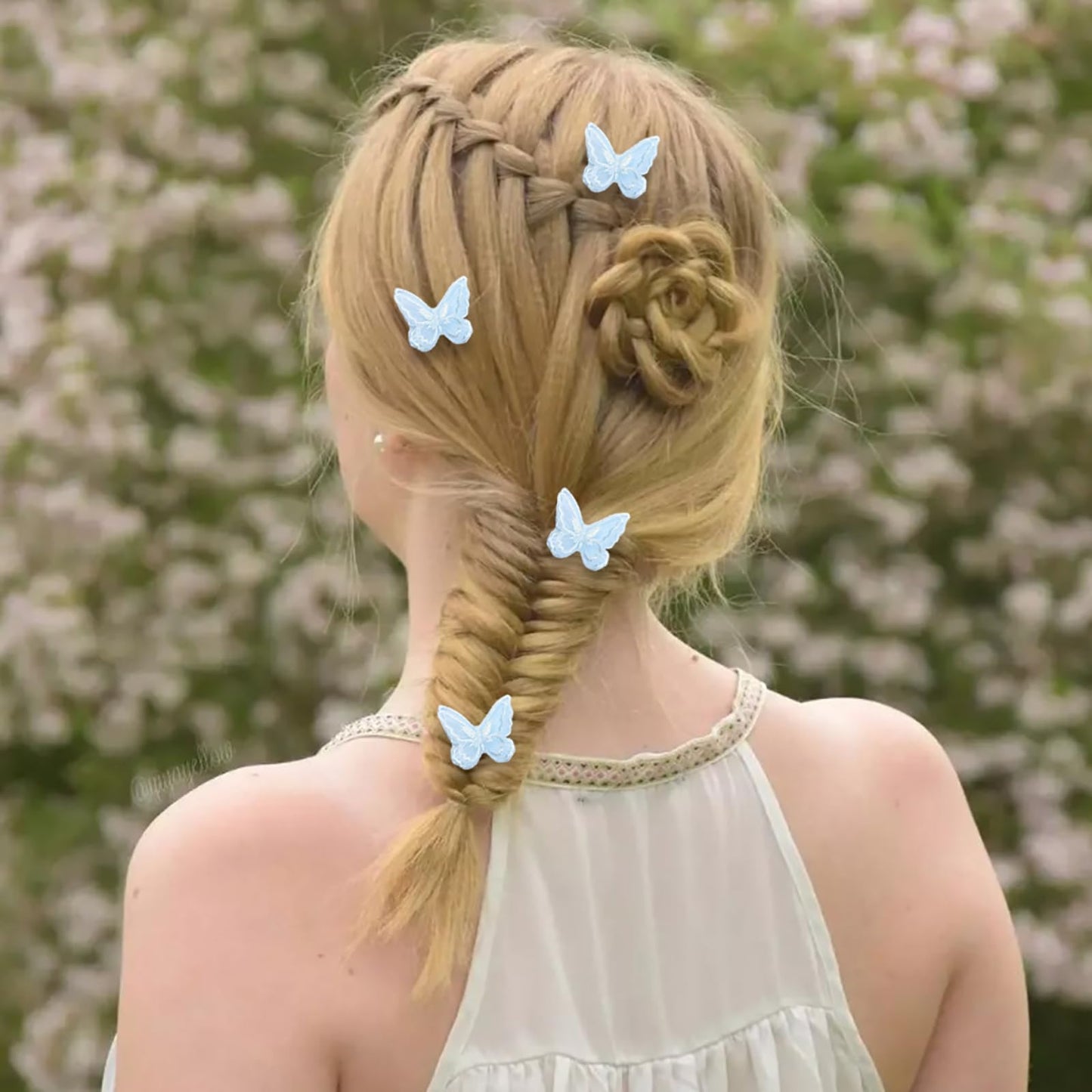 20 Pcs Butterfly Hair Clip Lace Embroidery Bows Barrettes Clips for Women Teens Bridal Wedding Hair Accessories Hair Pins Festivals Party (Blue)