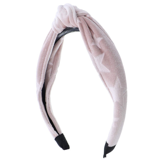 School and Holiday Velvet Knot Headband With Stars For Girls-Pink
