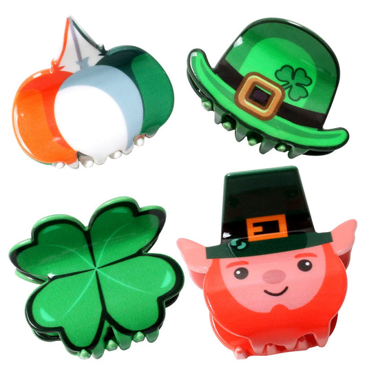 4PK Cute Claw Clips for Girls Green Hair Claw Small Hair Clip Shamrock Hair Claws Cute St Patrick’s Hair Accessories for Women (color C)