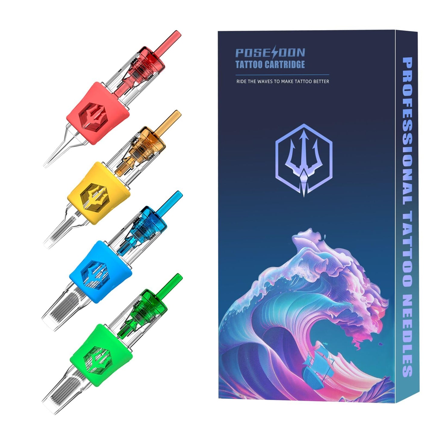 POSEIDON Tattoo Cartridges Needles 20PCS Tattoo Needles with Membrane Safety Cartridges Disposable # 10 Standard Round Liner Tattoo Needle for Tattoo Pen（1007RL）