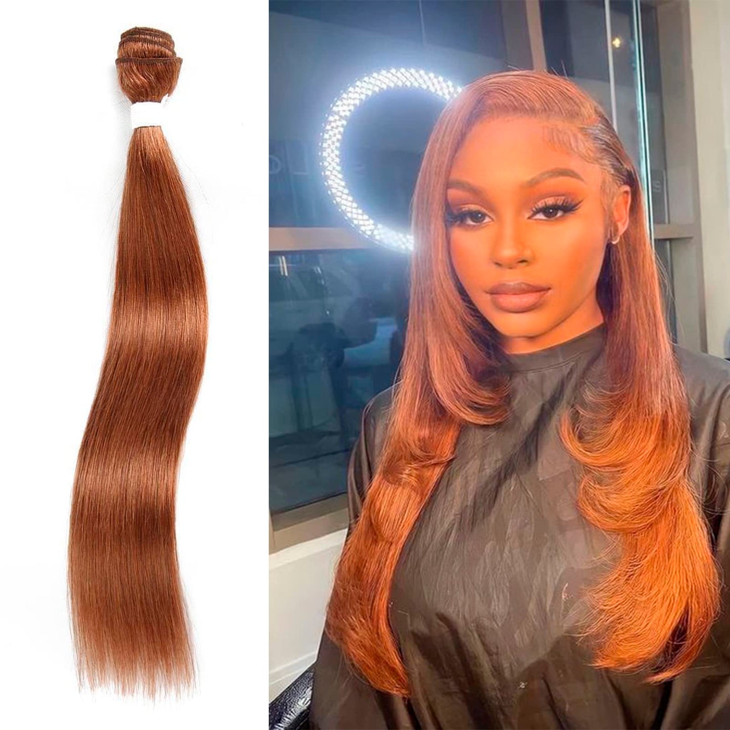 X-TRESS Light Brown Hair Bundles Straight Hair Bundles 1 Human Hair Bundles 22 inchs Human Hair Weave (22 Inch,30#)