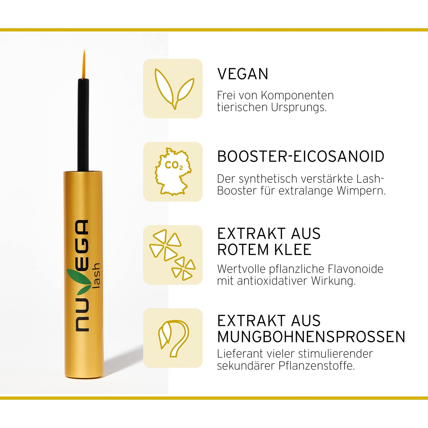 Nuvega Lash Super V - Vegan Eyelash Serum & Eyebrow Serum for Long Eyelashes in just 4-6 Weeks I Lash Serum I Eyelash Growth Serum I Made in Germany I 3ml
