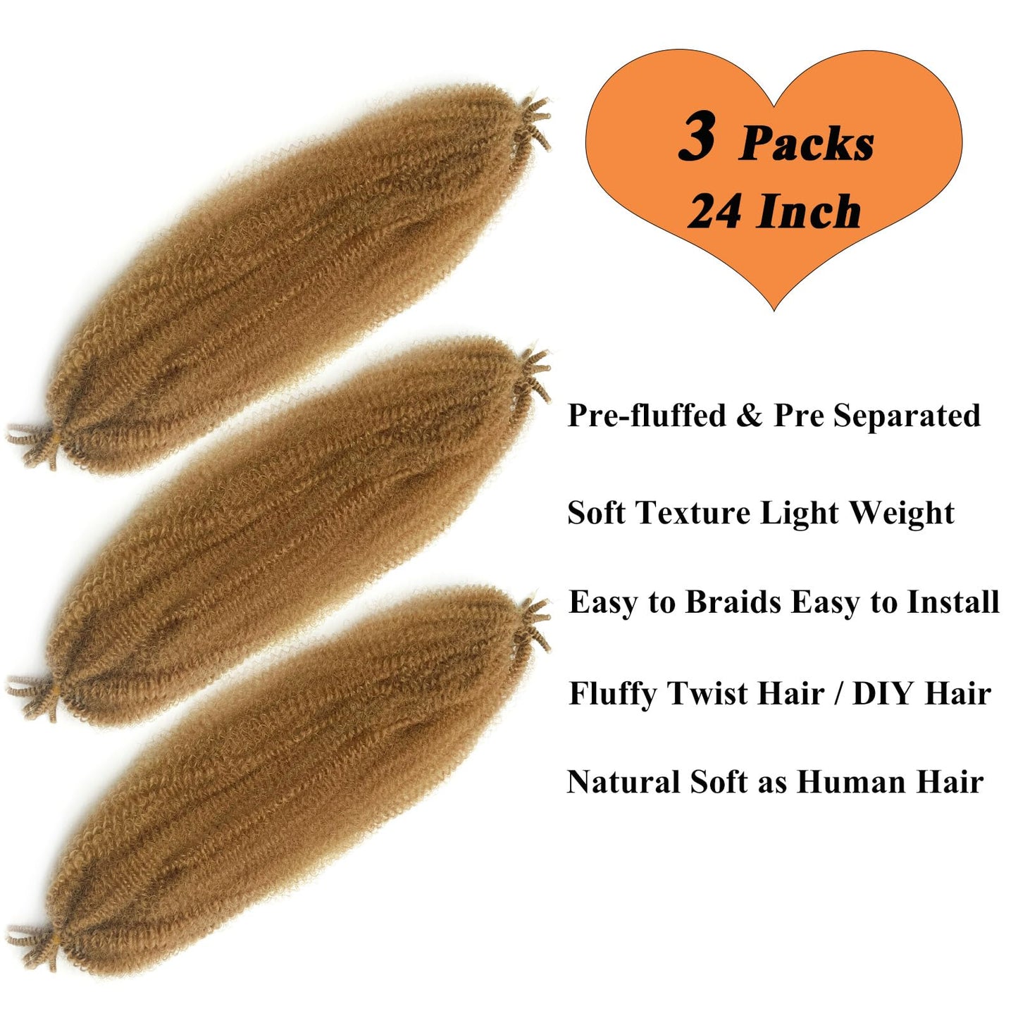 27 Blonde Spring Twist Marley Hair for Faux Locs Afro Cuban Twist Hair 24 Inch Marley Twist Braiding Hair Spring Twist Crochet Hair Springy Afro Kinky Twist Hair Jamaican Twist Braid Hair for Women