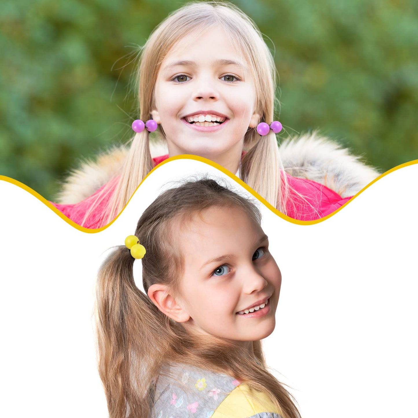 36 Pieces Hair Ties Hair Balls Ponytail Holders Colorful Twin Bead Ponytail Balls 80s 90s Elastic Hair Accessories for Baby Kid (Multicolor,16 mm)