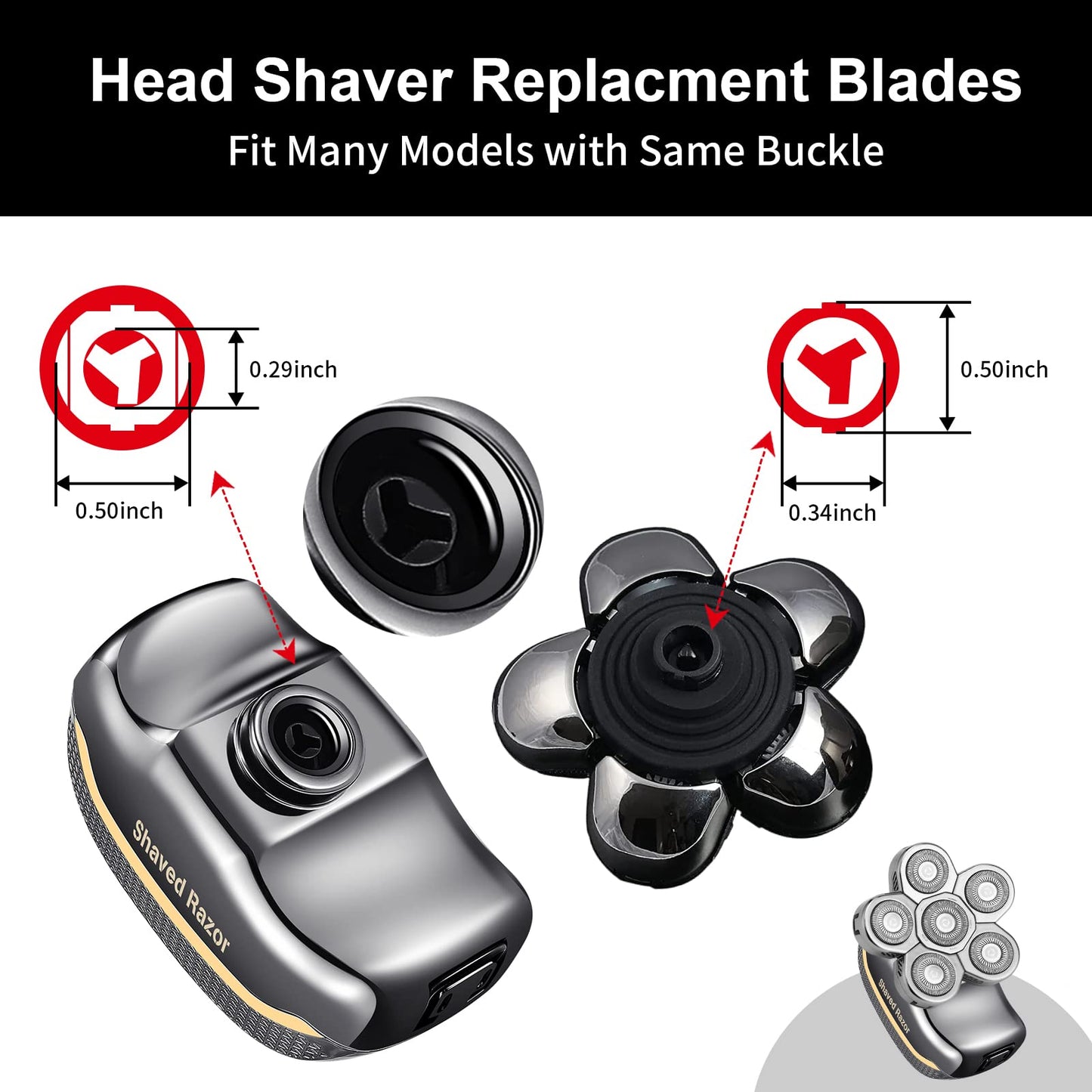 UPTARD Head Shaver Replacement Heads,Head Shaver Replacement Blades, Head Shavers for Bald Men,head shavers for men, Stainless Steel Rotary Blades for Electric Head Razor (silver6)