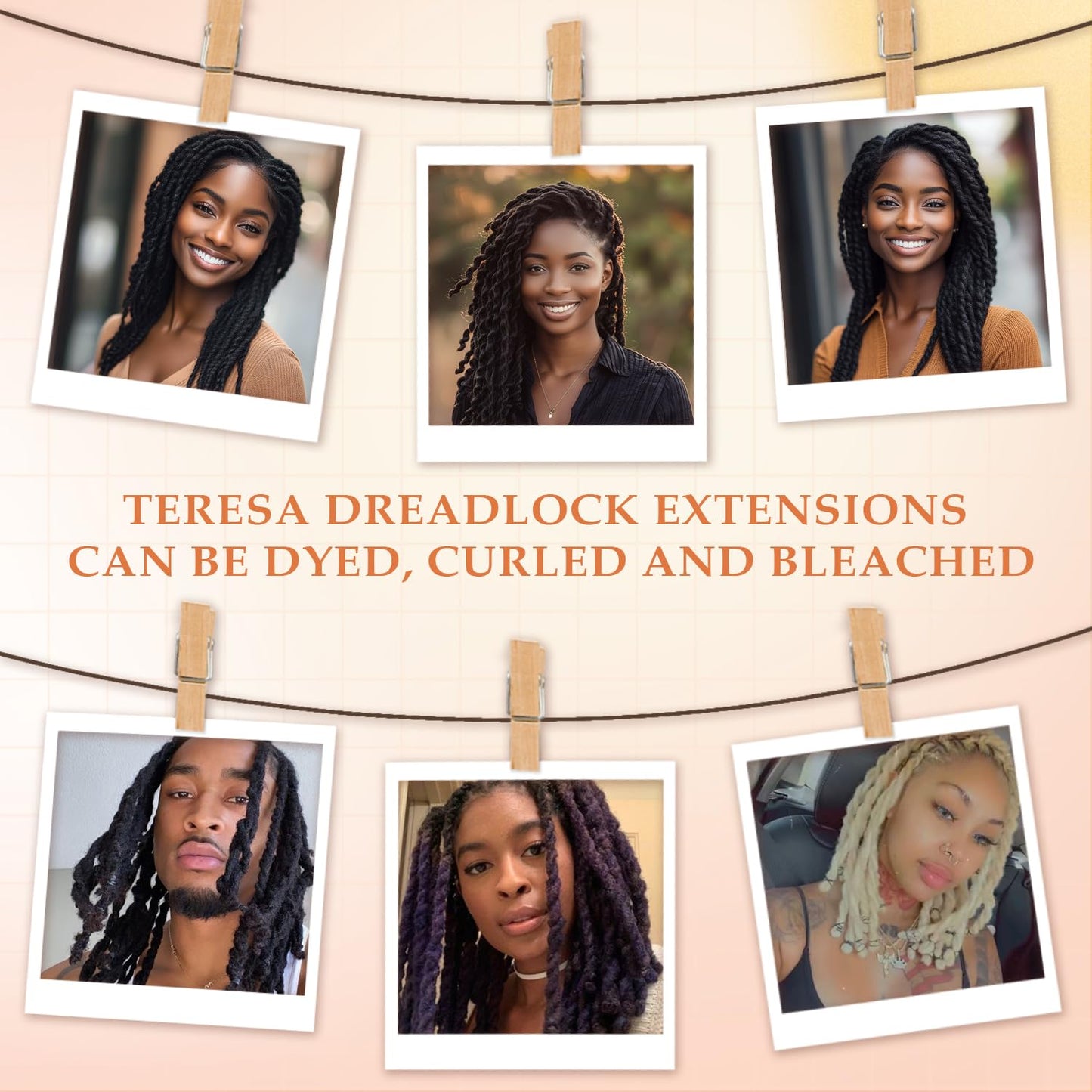 Teresa 0.6cm Width Starting Locs with Two Strand Twists Human Hair Dreadlocks Styled Retwisting Starter Loc Extensions Human Hair For Men and Women (1B/30 Strands, 8 Inch)