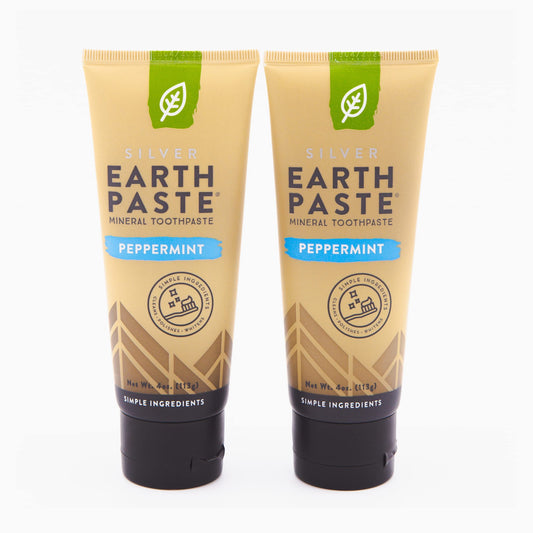 Redmond Earthpaste w/Silver – Natural Non-Fluoride Toothpaste, 2 Pack (Peppermint)