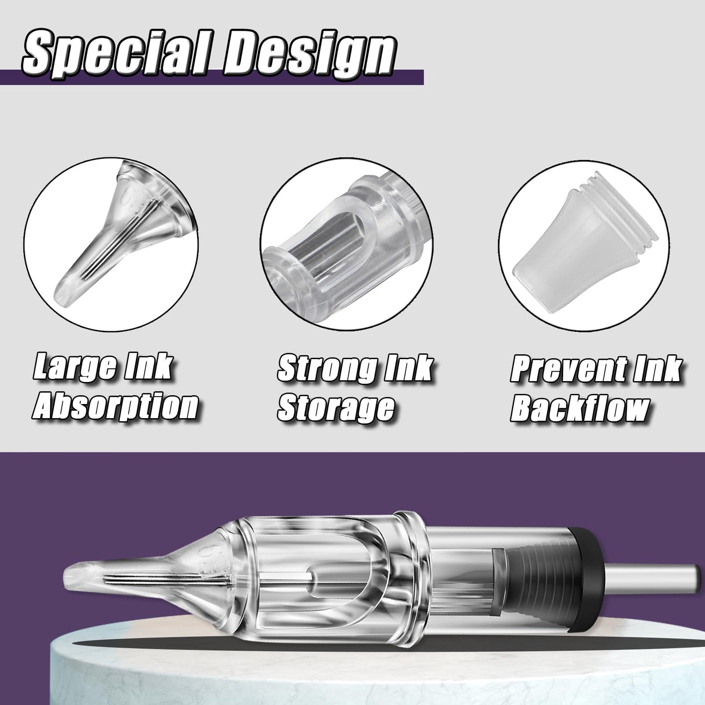 YONGDA Tattoo Needles Cartridges 20pcs 1005RL Disposable Tattoo Cartridge Needles Round Liner for Beginners or Artists and Rotary Machine