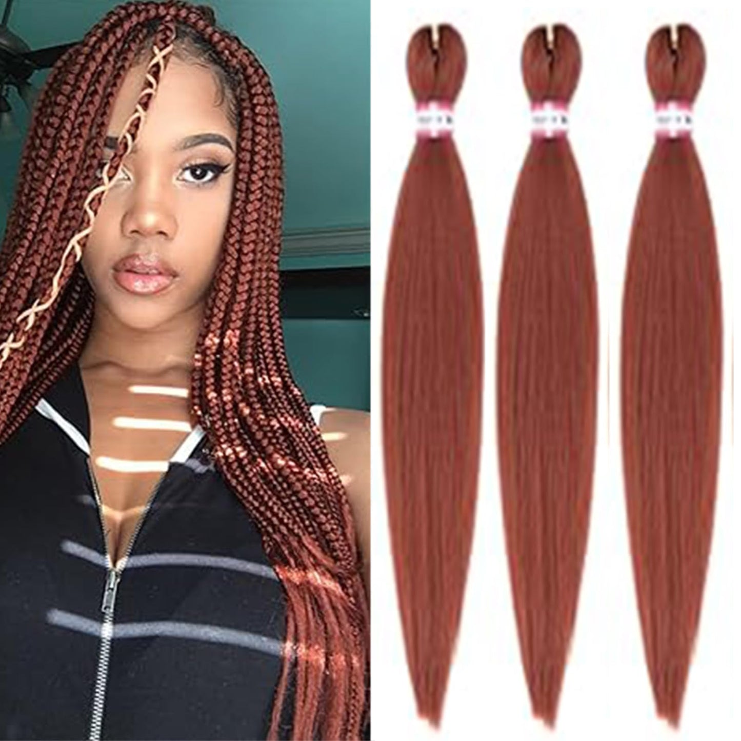 Braiding Hair Pre Stretched Extensions - 3 Packs Colored Hair for Braiding - Soft Yaki Braiding Hair with Hot Water Setting - Light Braiding Hair Extensions (350, 30)