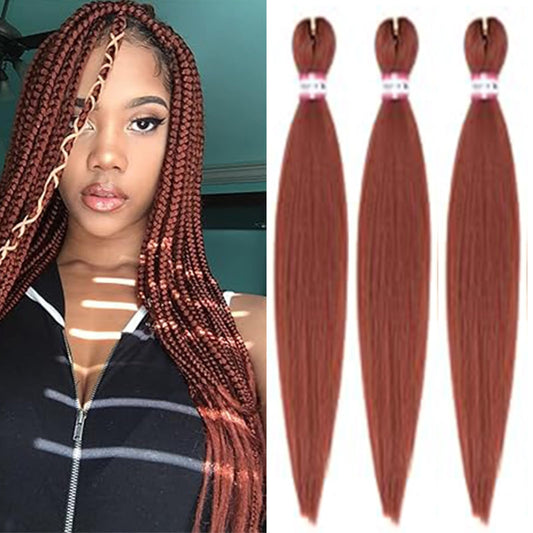 Braiding Hair Pre Stretched Extensions - 3 Packs Colored Hair for Braiding - Soft Yaki Braiding Hair with Hot Water Setting - Light Braiding Hair Extensions (350, 30)