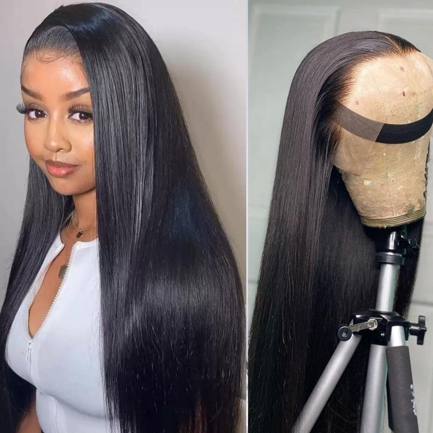 ZABUZAUN Straight Wig Human Hair 13x4 Wear and Go Lace Front Wigs Human Hair Wig For Black Women 20in 220% Density Straight Lace Front Wigs Human Hair With Baby Hair Pre Plucked HD Frontal Wig