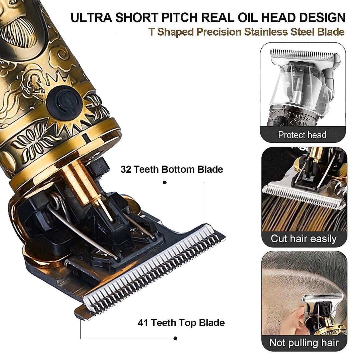 Professional Haircut Clippers and Trimmers Set of 3, Suttik Cordless Ornate Hair Clippers for Men, Barber Clippers for Hair Cutting Kit with T-Blade Beard Trimmer Set, Knight, LED Display