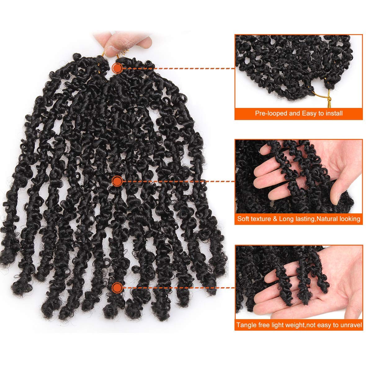 ZRQ 30 Inch Light Weight Butterfly Locs Crochet Hair 6 Packs Long Distressed Butterfly Faux Locs Crochet Hair（30 inch,1B)