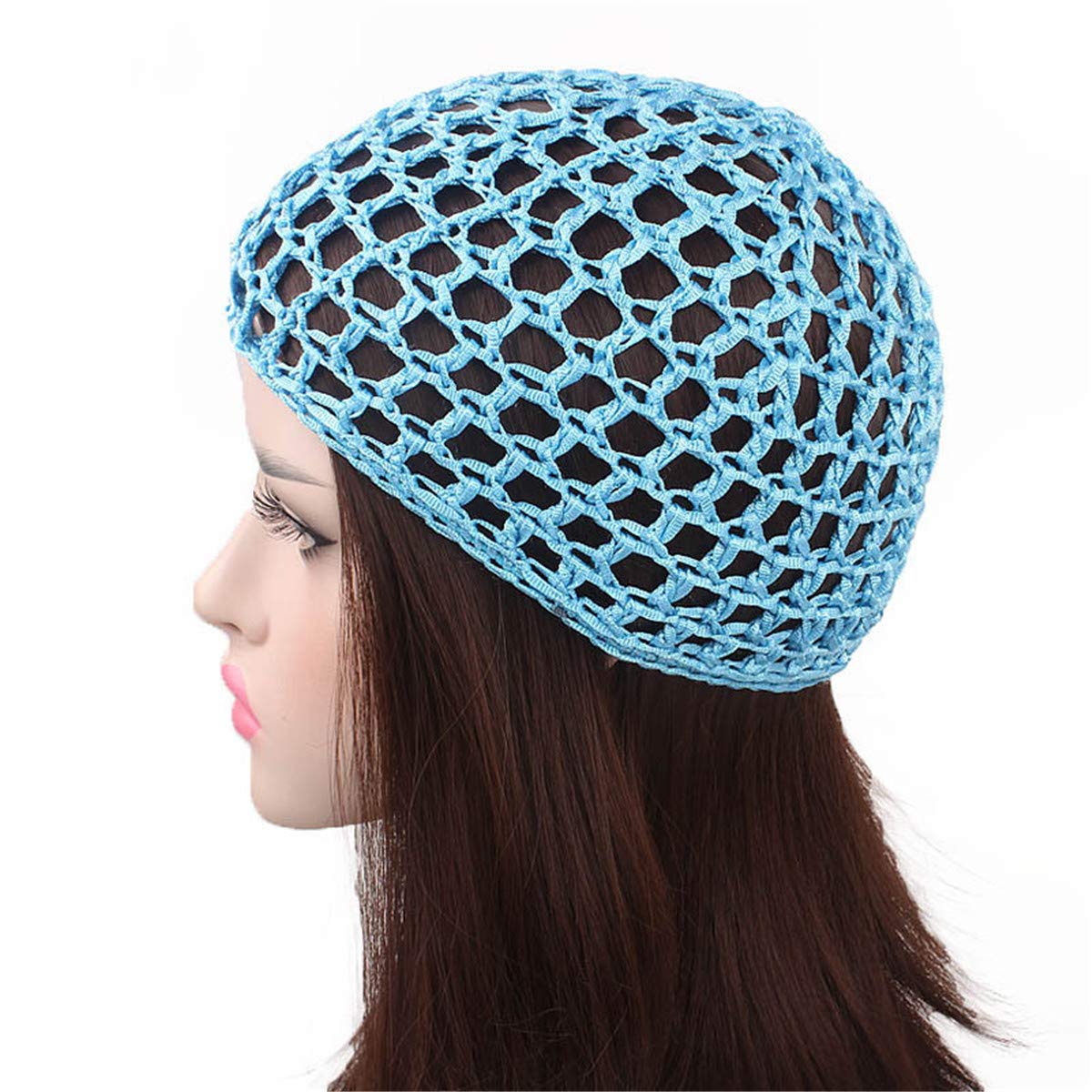 Qianmome Women Soft Rayon Snood Hat Hair Net Crocheted Hair Net Cap Mix Colors