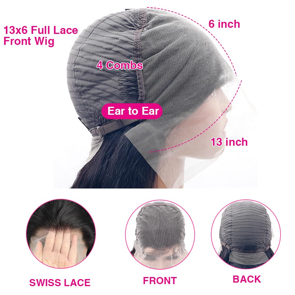 Cecycocy 12A 180% Density Full Lace Frontal 13x6 Natural Black Body Wave Lace Front Virgin Human Hair Wigs Loose Wave 13x6 Transparent Wigs For Black Women Brazilian Pre Plucked With Baby Hair(20inch)