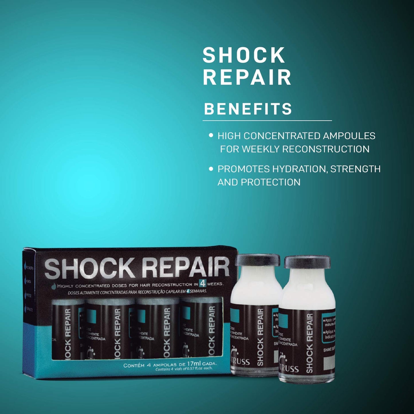 TRUSS Shock Repair Hair Treatment 4 Week Supply Bundle with Miracle Conditioner for Dry Damaged Hair