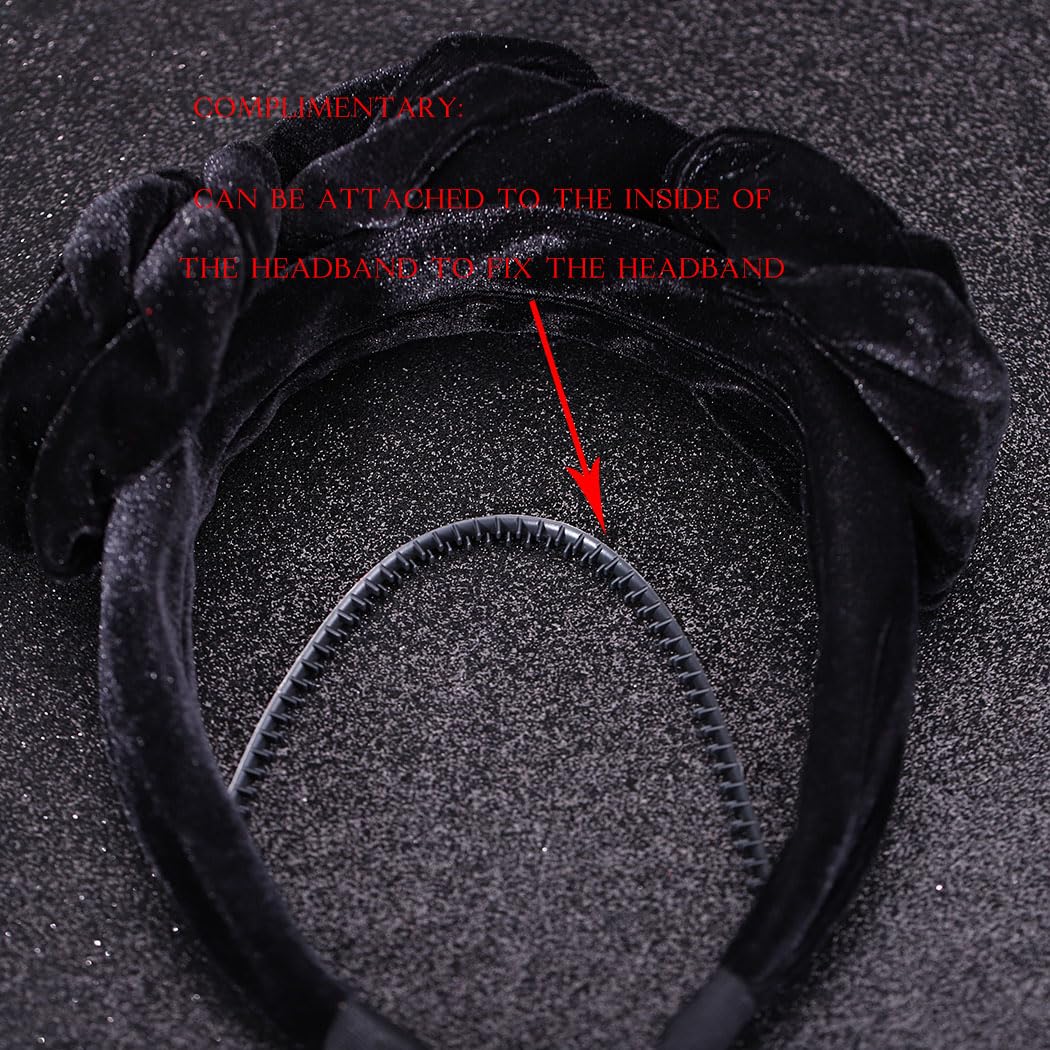 Blindery Elegant Headband Flower Headbands Velvet Hair Bands Rose Flower Hairband for Women and Girls (black)