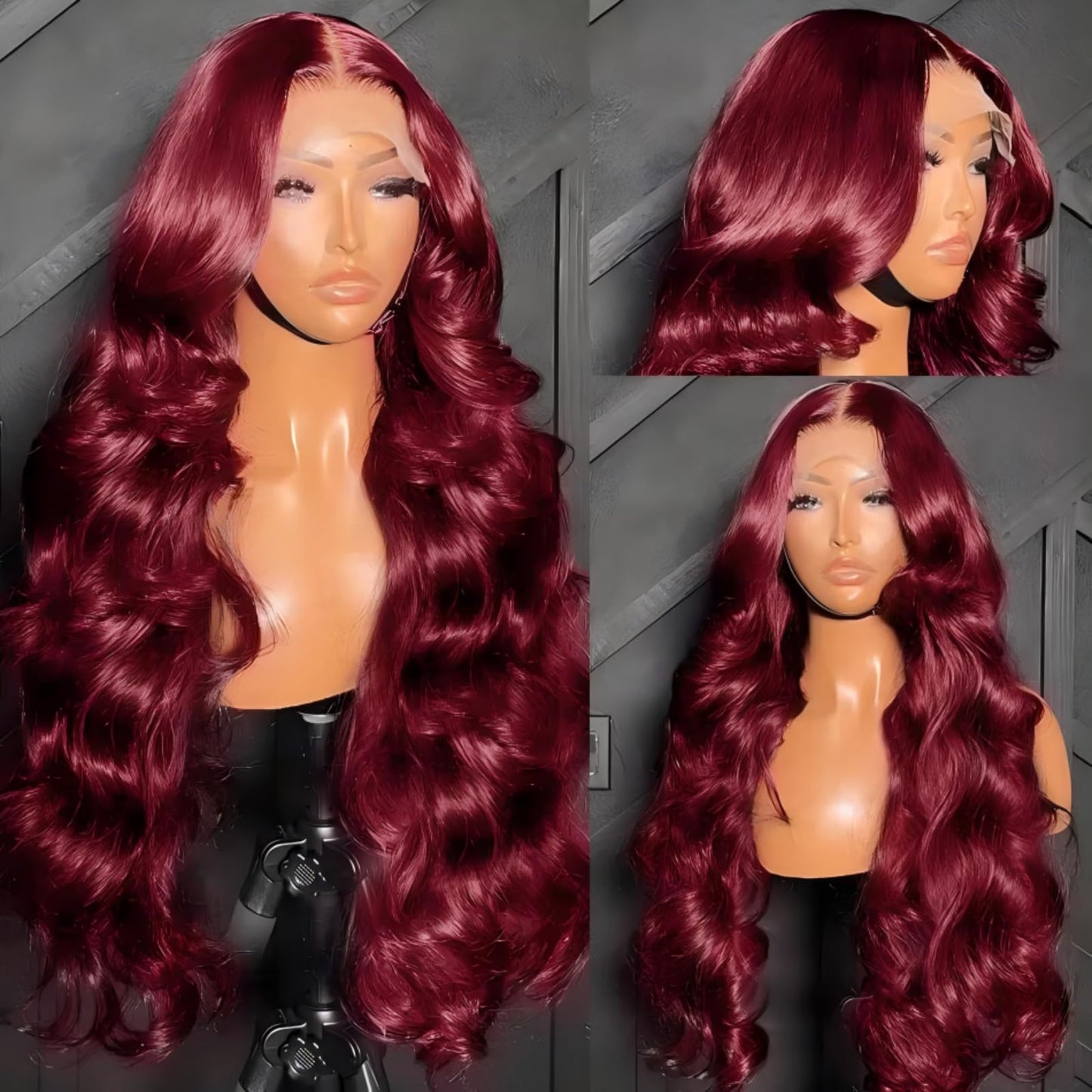 ABBETEY 20 inch Burgundy Lace Front Wigs Human Hair 13x6 HD Lace Front Wigs Human Hair Pre Plucked with Baby Hair 180% Density Body Wave 99j Colored Frontal Wigs