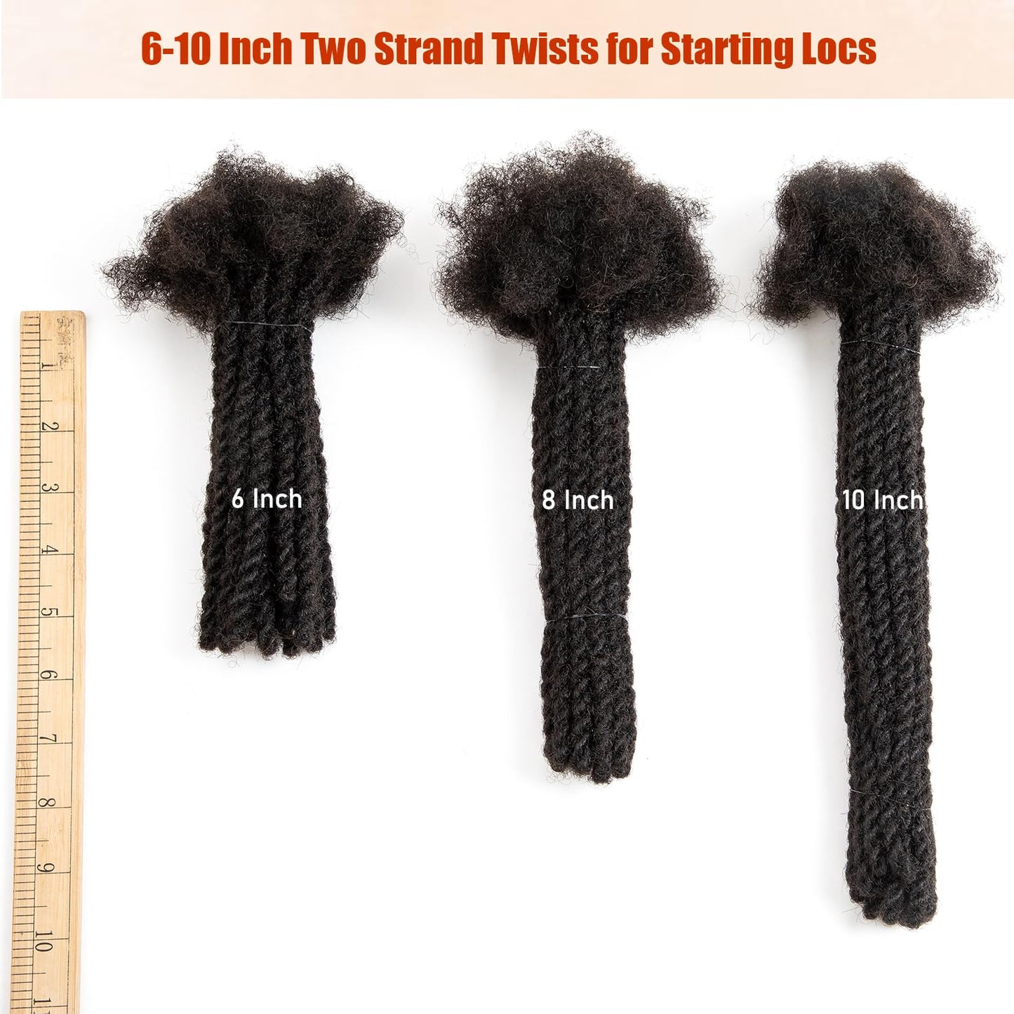 Teresa 0.6cm Width Starting Locs with Two Strand Twists Human Hair Dreadlocks Styled Retwisting Starter Loc Extensions Human Hair For Men and Women (1B/30 Strands, 8 Inch)