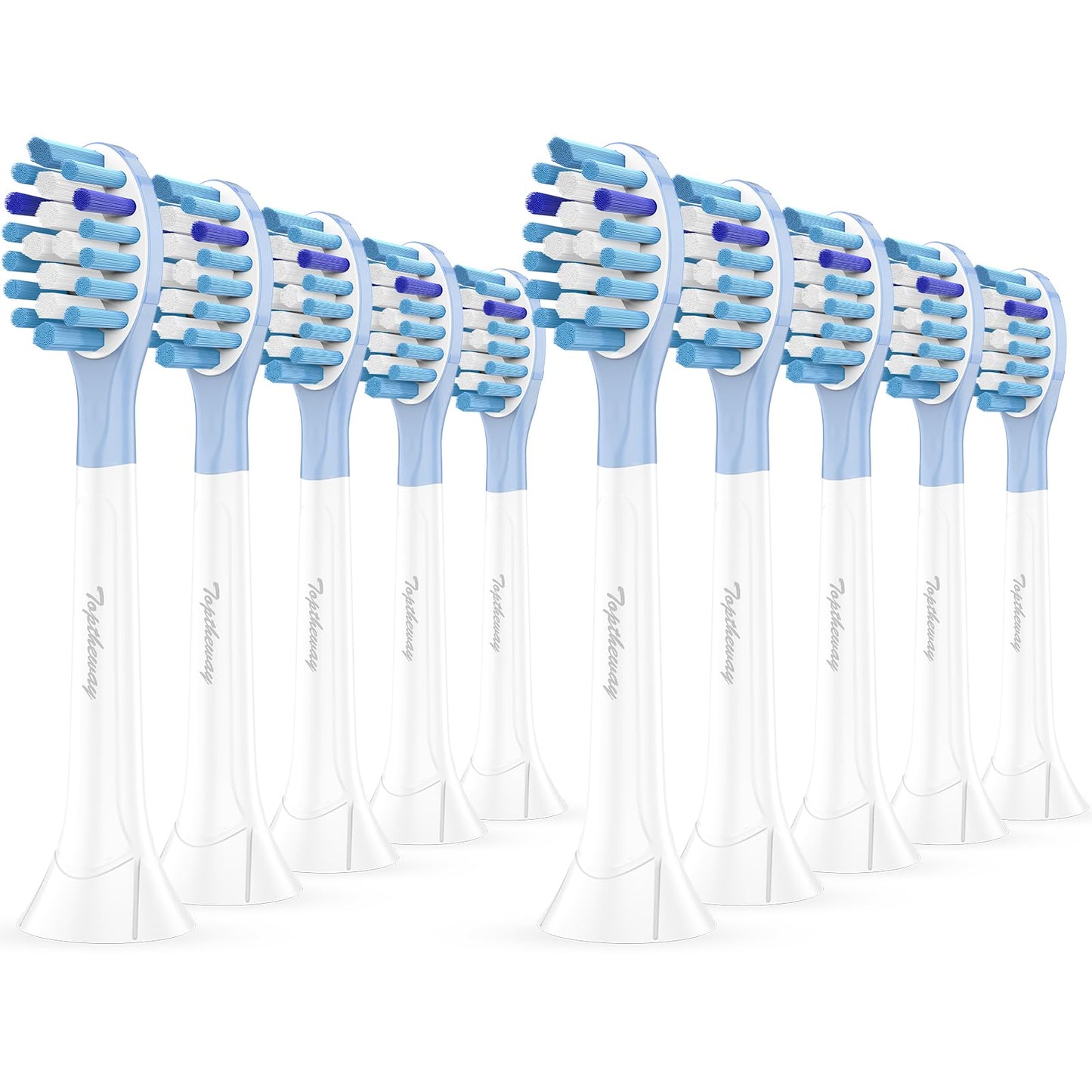 Toptheway Replacement Toothbrush Heads Compatible with Philips Sonicare C-3 Premium Plaque Control 4100 5100 6100, Replacement Heads for G3 W3 C2 G2, 10 Brush Heads, White