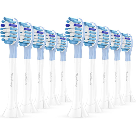 Toptheway Replacement Toothbrush Heads Compatible with Philips Sonicare C-3 Premium Plaque Control 4100 5100 6100, Replacement Heads for G3 W3 C2 G2, 10 Brush Heads, White