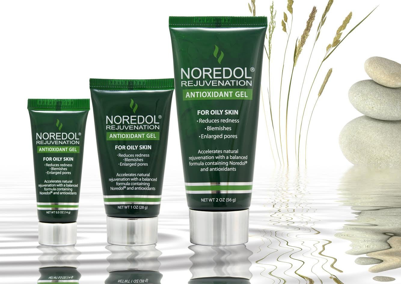 Noredol Rejuvination Antioxidant Gel - Face Moisturizer for Oily Skin, Non-greasy, Redness Relief 2 oz.