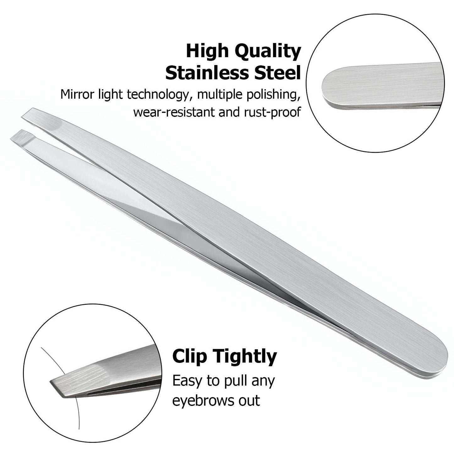12 Pieces Eyebrow Tweezers Stainless Steel Slant Tip Tweezers Facial Hair Eyebrow Precision Tweezers for Men and Women(Silver)