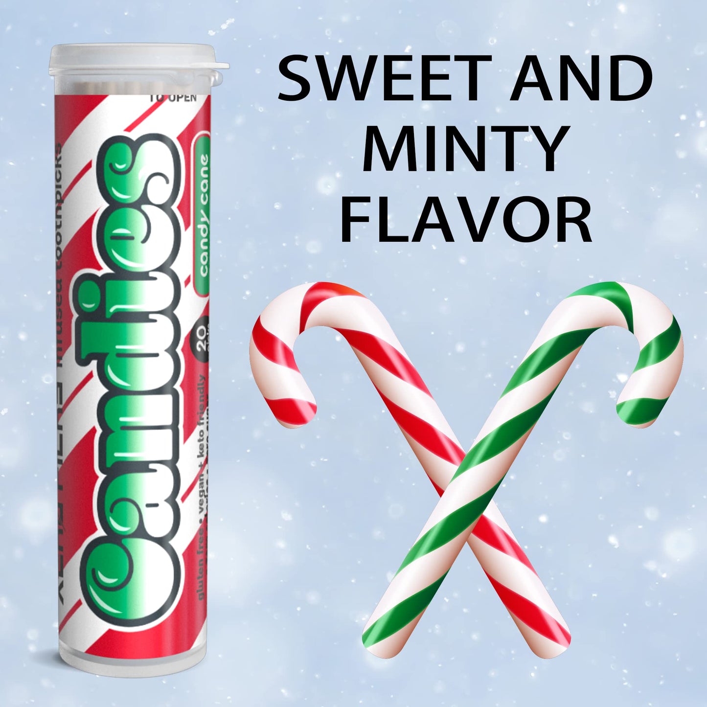Xero Picks Candies Infused Flavored Toothpicks for Long Lasting Fresh Breath & Dry Mouth Prevention - 60 Picks - 3 Pack - Limited Edition Candy Cane