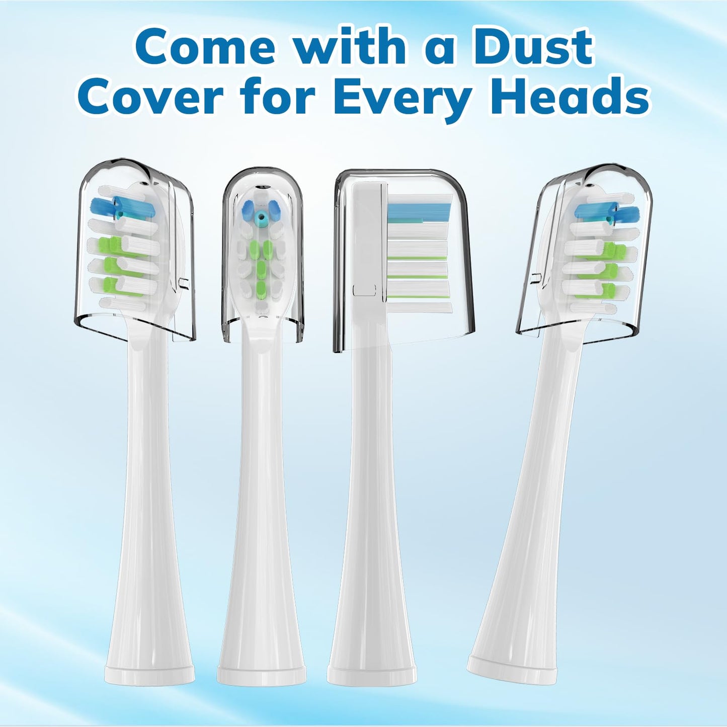 6 Pack Replacement Replacement Brush Heads for Waterpik Sonic Fusion Flossing Toothbrush Compatible with Sonic Fusion SF01/SF02 and Sonic Fusion 2.0 SF03/SF04- White with Caps