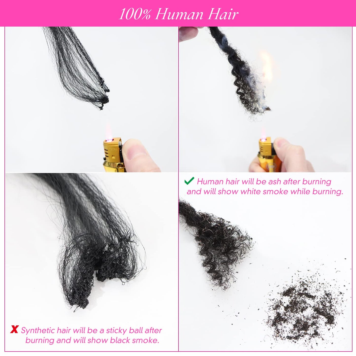 Orientdreads Human Textured Loc Extensions 0.4cm Loc Extension Human Hair,Natural Curly Hair,Full Handmade (12in 0.4cm 20 strands), 30)