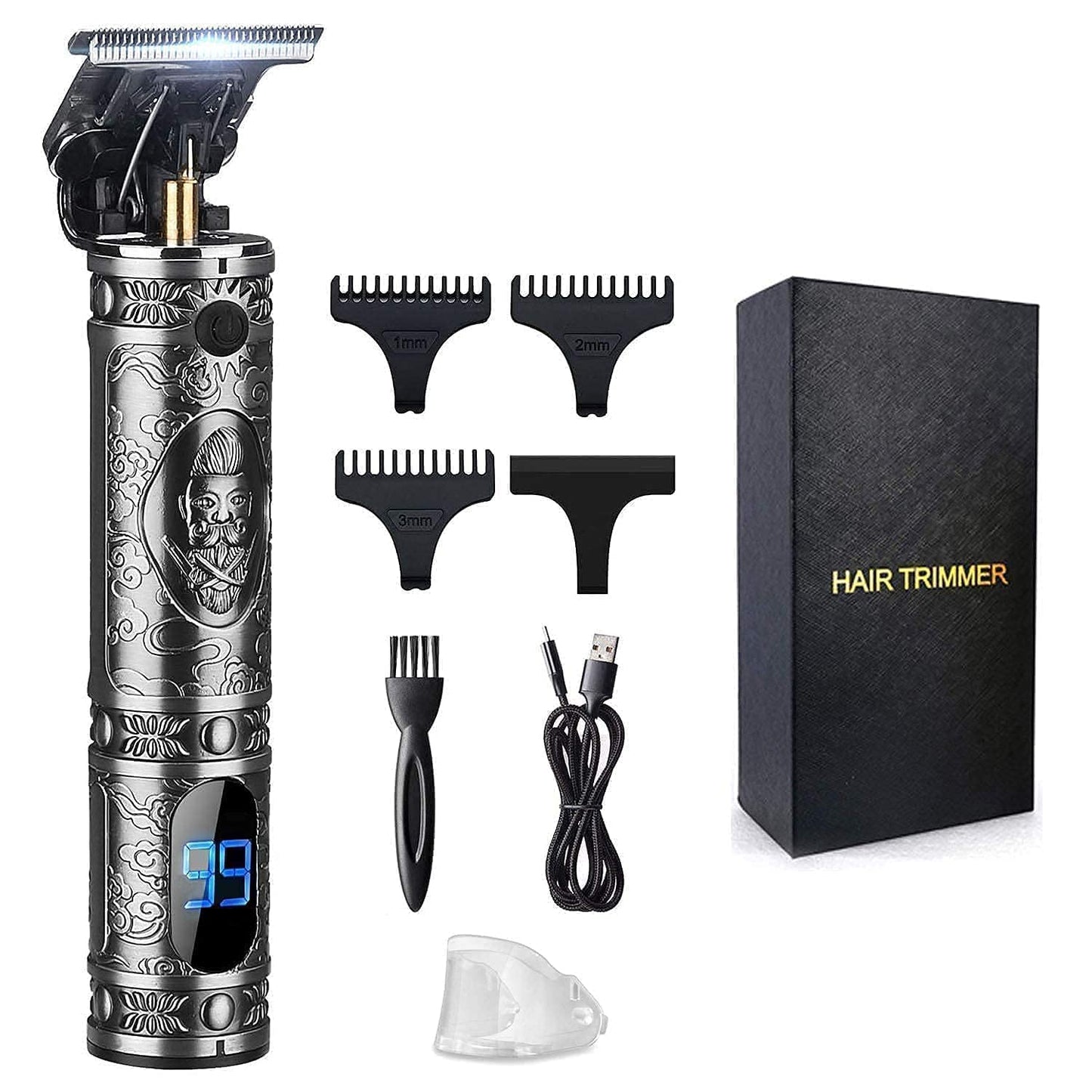 Professional Haircut Clippers and Trimmers Set of 3, Suttik Cordless Ornate Hair Clippers for Men, Barber Clippers for Hair Cutting Kit with T-Blade Beard Trimmer Set, Knight, LED Display