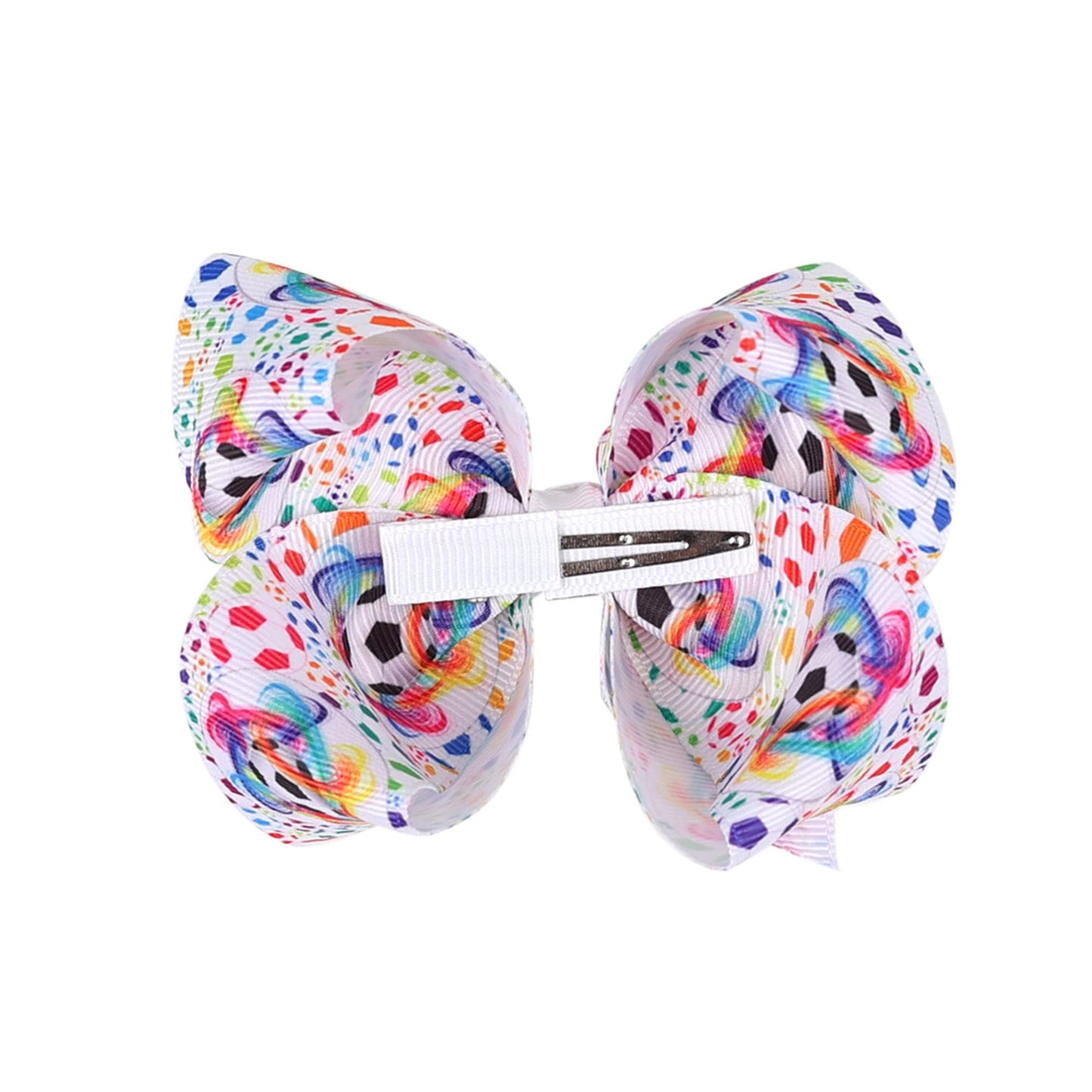 Soccer Ribbon Bow Hair Clips soccer bows Hair Accessories for girls.(FJ27) (Design and colour A)